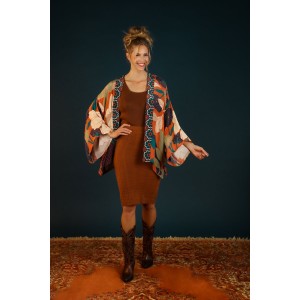 Powder Floral Terracotta Kimono