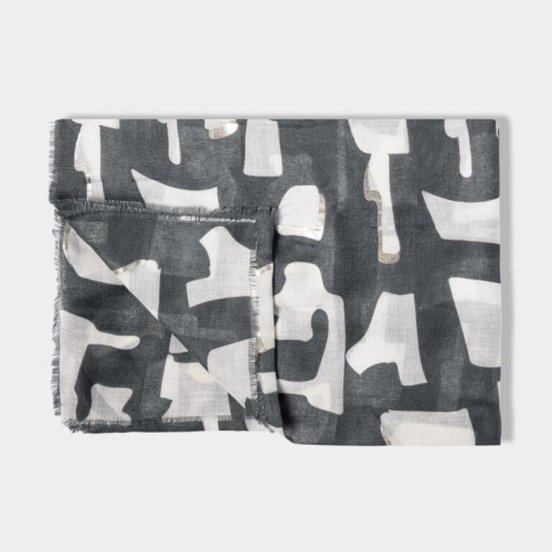 Katie Loxton Light Navy & Silver Abstract Block Scarf