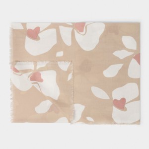 Katie Loxton Printed Scarf Large Floral Nude Pink