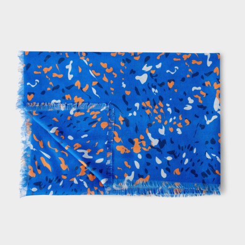 Katie Loxton Printed Scarf Terrazzo - Cobalt Blue and Orange