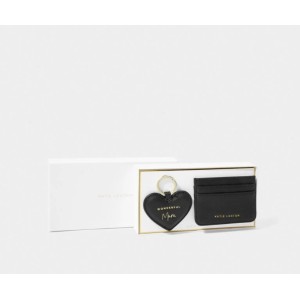 Katie Loxton Heart Keyring and Card Holder Set Black